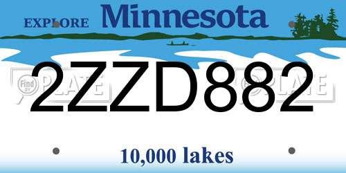 2ZZD882 Minnesota License Plate