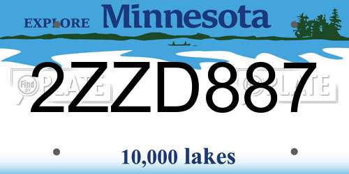 2ZZD887 Minnesota License Plate