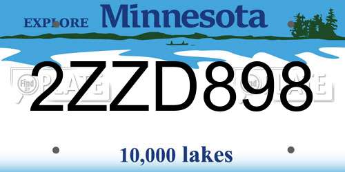 2ZZD898 Minnesota License Plate