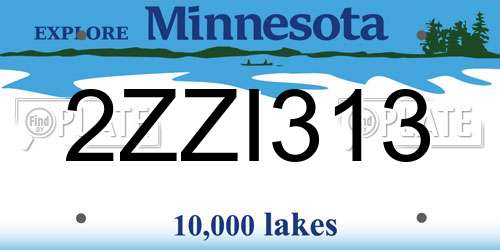 2ZZI313 Minnesota License Plate