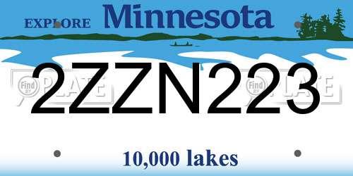2ZZN223 Minnesota License Plate