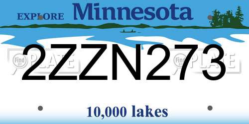 2ZZN273 Minnesota License Plate