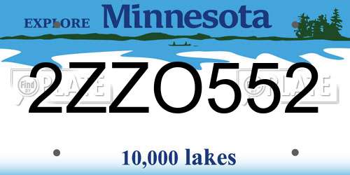 2ZZO552 Minnesota License Plate