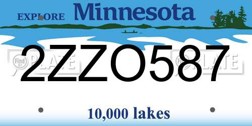 2ZZO587 Minnesota License Plate