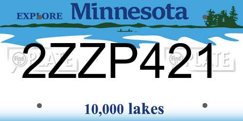 2ZZP421 Minnesota License Plate