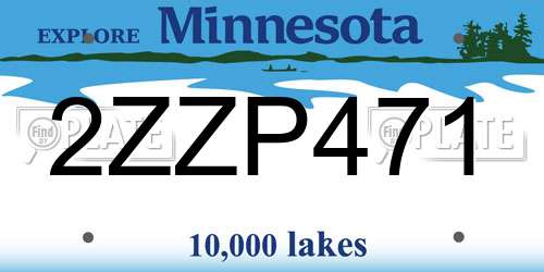 2ZZP471 Minnesota License Plate