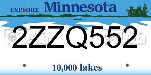 2ZZQ552 Minnesota License Plate