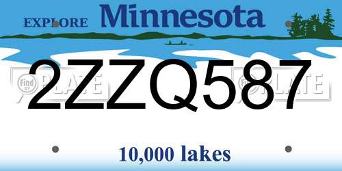 2ZZQ587 Minnesota License Plate