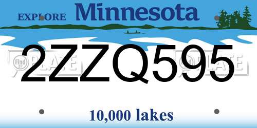 2ZZQ595 Minnesota License Plate
