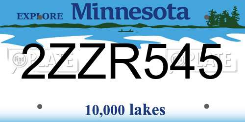 2ZZR545 Minnesota License Plate