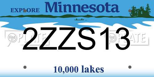 2ZZS13 Minnesota License Plate