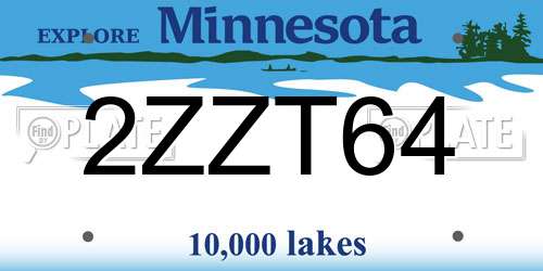 2ZZT64 Minnesota License Plate