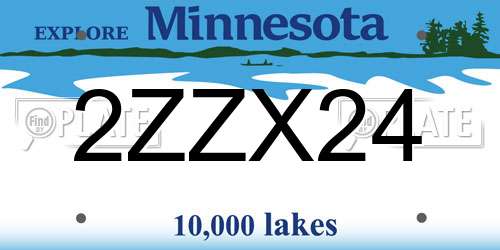 2ZZX24 Minnesota License Plate