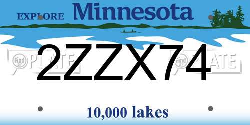 2ZZX74 Minnesota License Plate