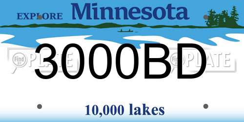 3000BD Minnesota License Plate
