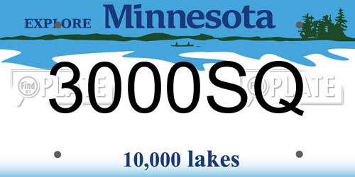 3000SQ Minnesota License Plate