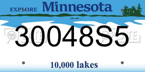 30048S5 Minnesota License Plate