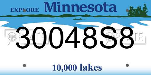 30048S8 Minnesota License Plate