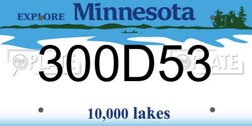 300D53 Minnesota License Plate