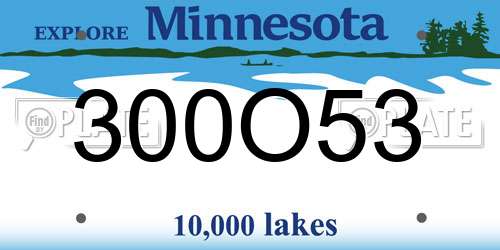 300O53 Minnesota License Plate