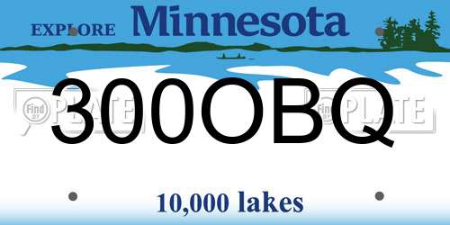 300OBQ Minnesota License Plate