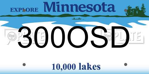 300OSD Minnesota License Plate