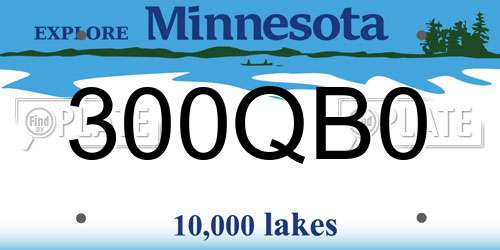 300QB0 Minnesota License Plate