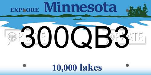 300QB3 Minnesota License Plate