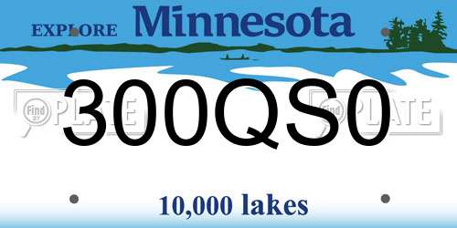 300QS0 Minnesota License Plate