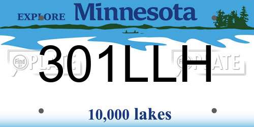 301LLH Minnesota License Plate