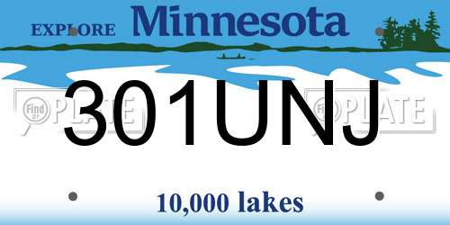 301UNJ Minnesota License Plate
