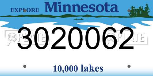 3020062 Minnesota License Plate