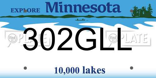 302GLL Minnesota License Plate