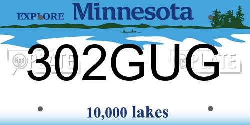 302GUG Minnesota License Plate