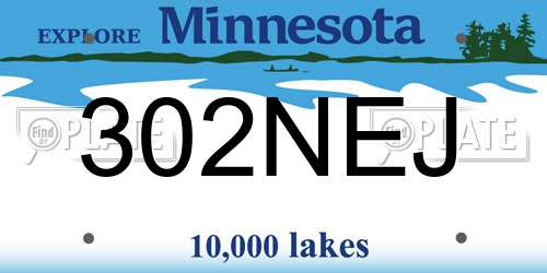 302NEJ Minnesota License Plate