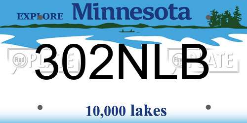 302NLB Minnesota License Plate