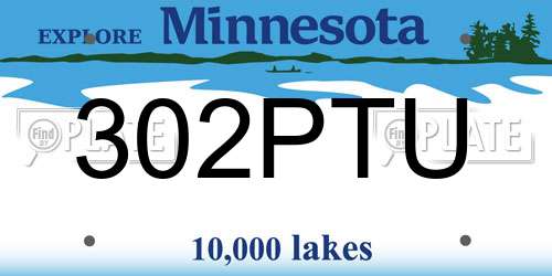 302PTU Minnesota License Plate