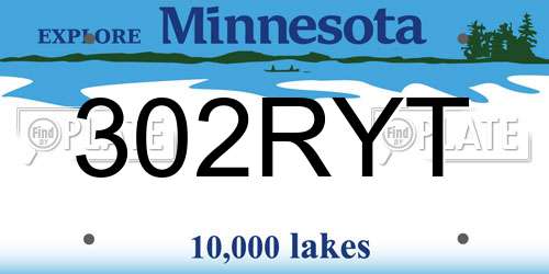 302RYT Minnesota License Plate