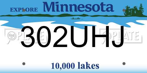 302UHJ Minnesota License Plate