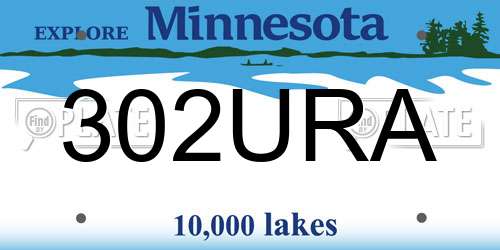 302URA Minnesota License Plate