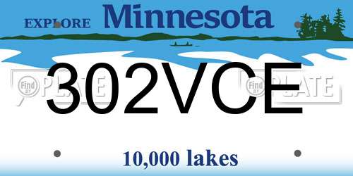 302VCE Minnesota License Plate