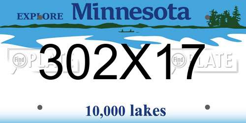302X17 Minnesota License Plate