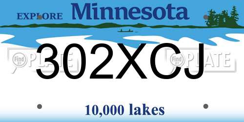 302XCJ Minnesota License Plate