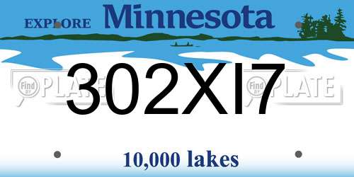 302XI7 Minnesota License Plate