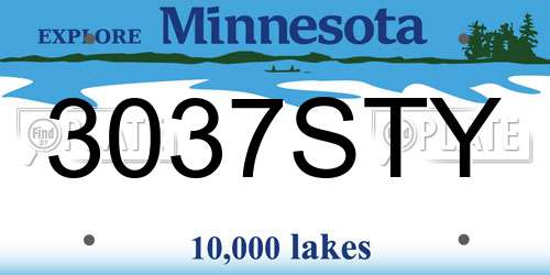 3037STY Minnesota License Plate