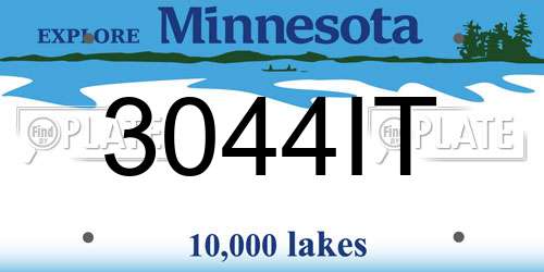 3044IT Minnesota License Plate