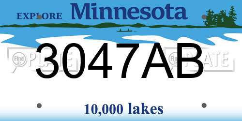 3047AB Minnesota License Plate