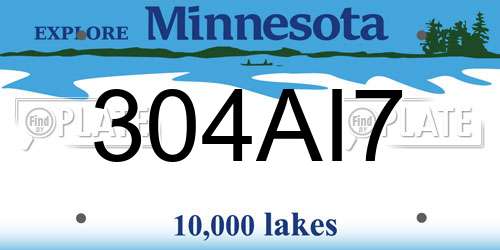 304AI7 Minnesota License Plate