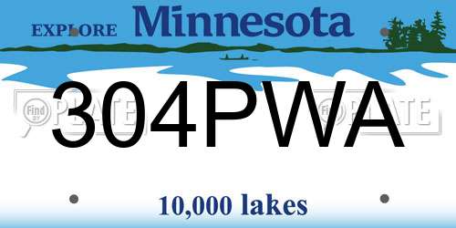 304PWA Minnesota License Plate