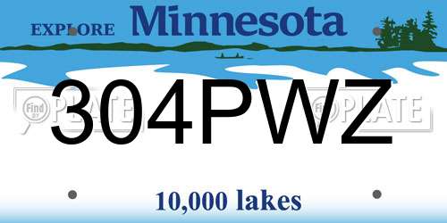 304PWZ Minnesota License Plate